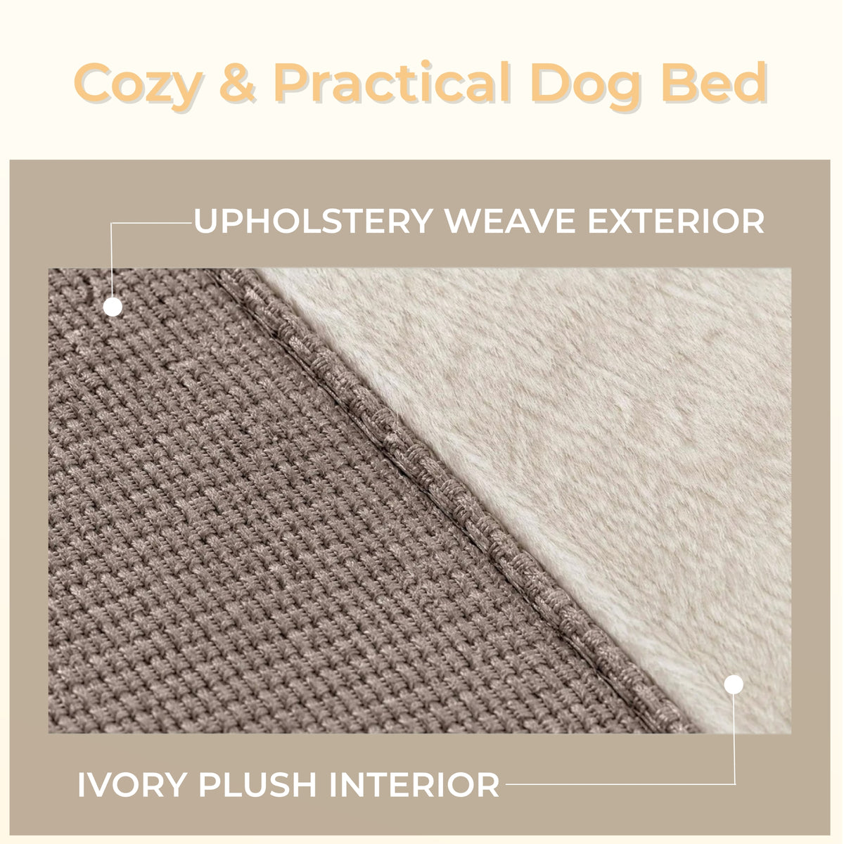 Dog Bed for Large and Extra Large Dogs, Waterproof Egg Crate Foam Pet Sofa Bed with Removable Bolster, Washable Cover and Non-Slip Bottom