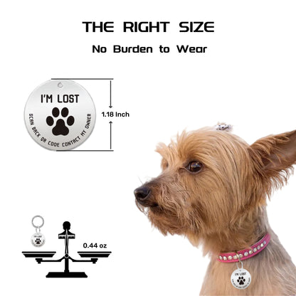 2 Pack QR Code Smart Dog Tag with Customized Pet Profile & Location Alert – Stainless Steel Personalized Cat Name Tags