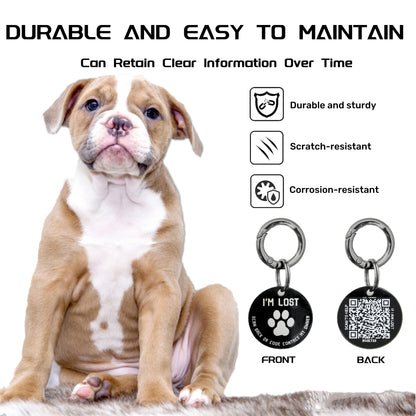 QR Code Smart Dog Tag with Customized Pet Profile & Location Alert – Stainless Steel Personalized Cat Name Tags (2 Packs)