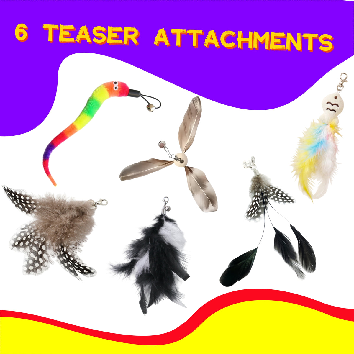 Interactive Cat Toy, Smart Touch-Activated Automatic Wand Toy for Indoor Cats, 5-Minute Self Play Cycle, Rechargeable with 6 Feather Attachments