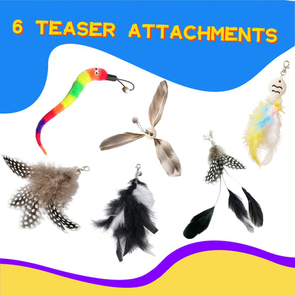 Interactive Cat Toy, Smart Touch-Activated Automatic Wand Toy for Indoor Cats, 5-Minute Self Play Cycle, Rechargeable with 6 Feather Attachments
