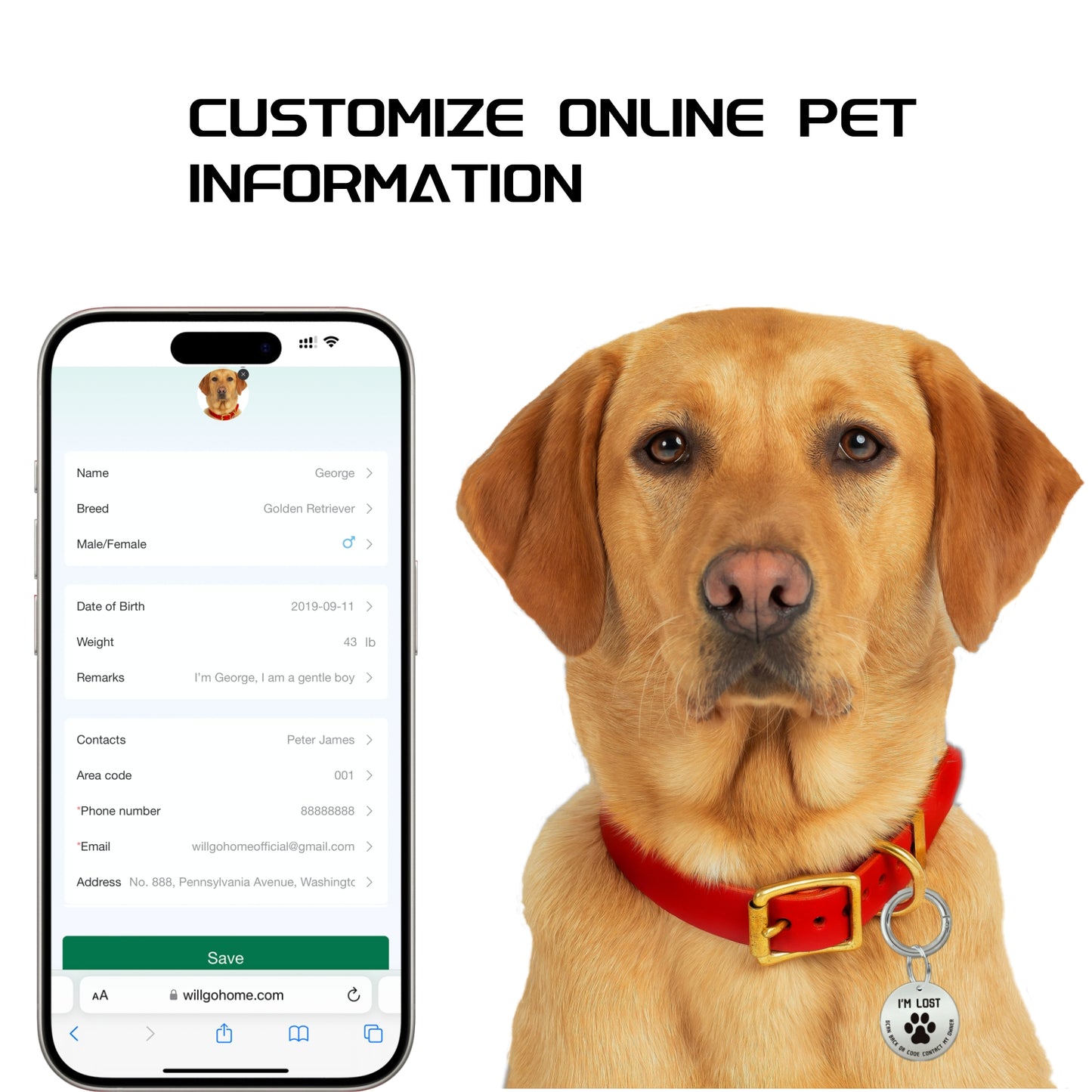 2 Pack QR Code Smart Dog Tag with Customized Pet Profile & Location Alert – Stainless Steel Personalized Cat Name Tags