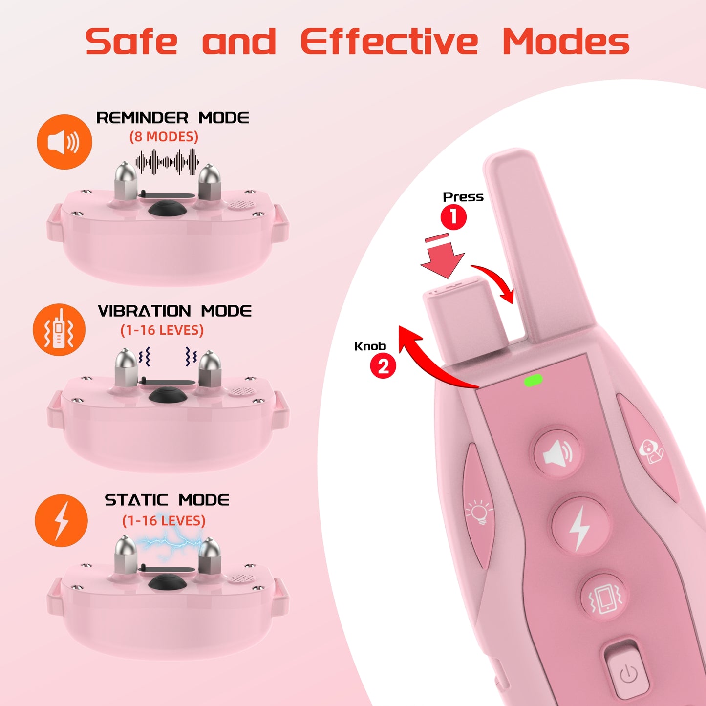Dog Shock Collar 2 Dogs (10-120lbs) - 3 Correction Modes Dog Training Collar with Remote 3300Ft Control for Small Medium Large Dogs