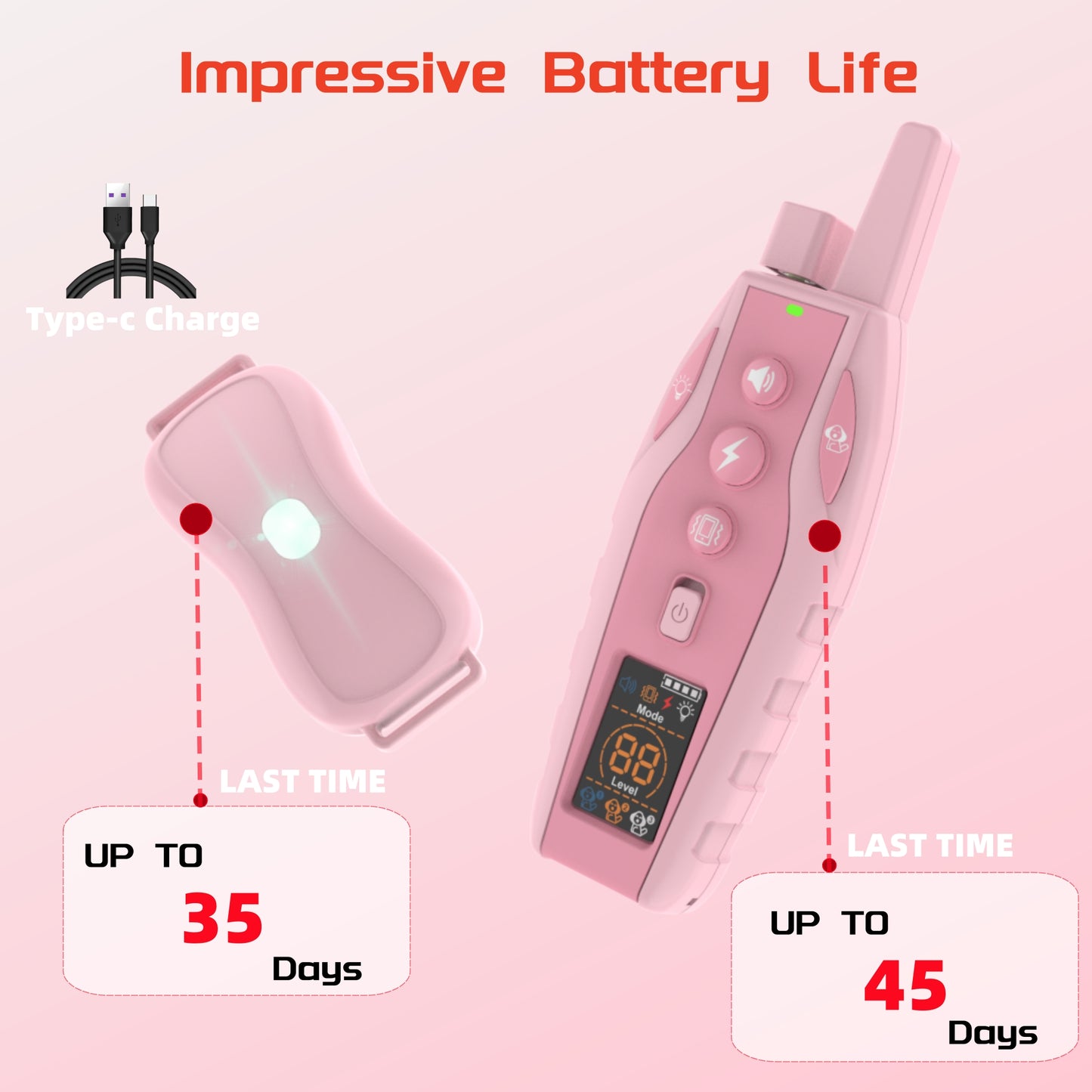 Dog Shock Collar 2 Dogs (10-120lbs) - 3 Correction Modes Dog Training Collar with Remote 3300Ft Control for Small Medium Large Dogs
